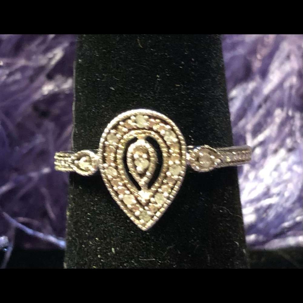 Solid Sterling Silver Ring With Natural Diamonds - image 1